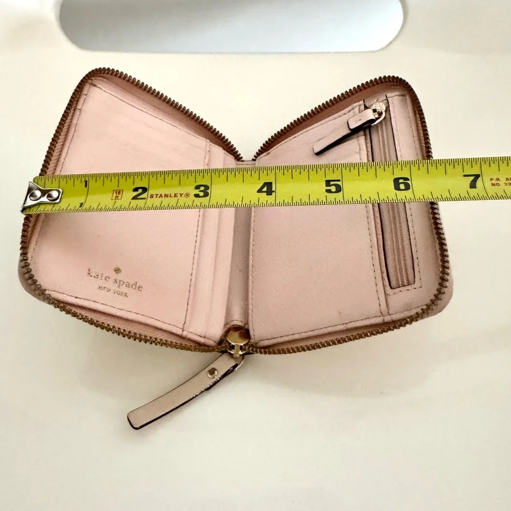Kate Spade New York Zip-Around Saffiano Leather Wallet Light Pink Bifold